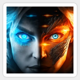 Viking Female Spirit Eyes Ice and Fire Sticker